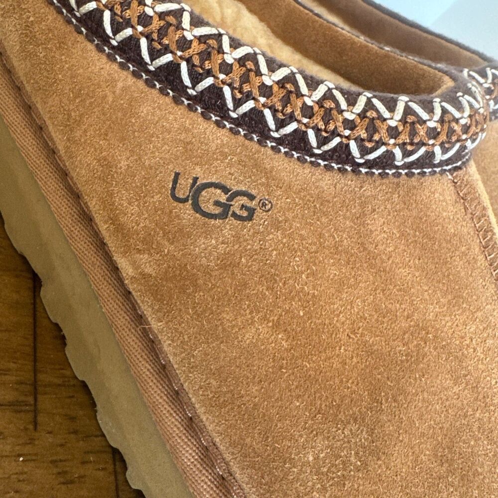 UGG Tasman Slippers Womens 8 Chestnut Suede Sheepskin Casual Comfort Shoes - Picture 9 of 10